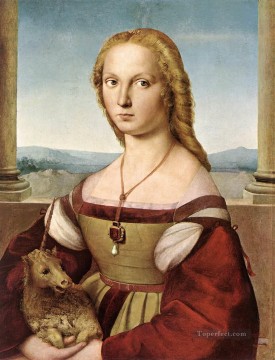 Dama con Unicornio maestro renacentista Rafael Pinturas al óleo
